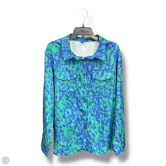 Blouse Long Sleeve By Shein In Blue & Green, Size: 3x