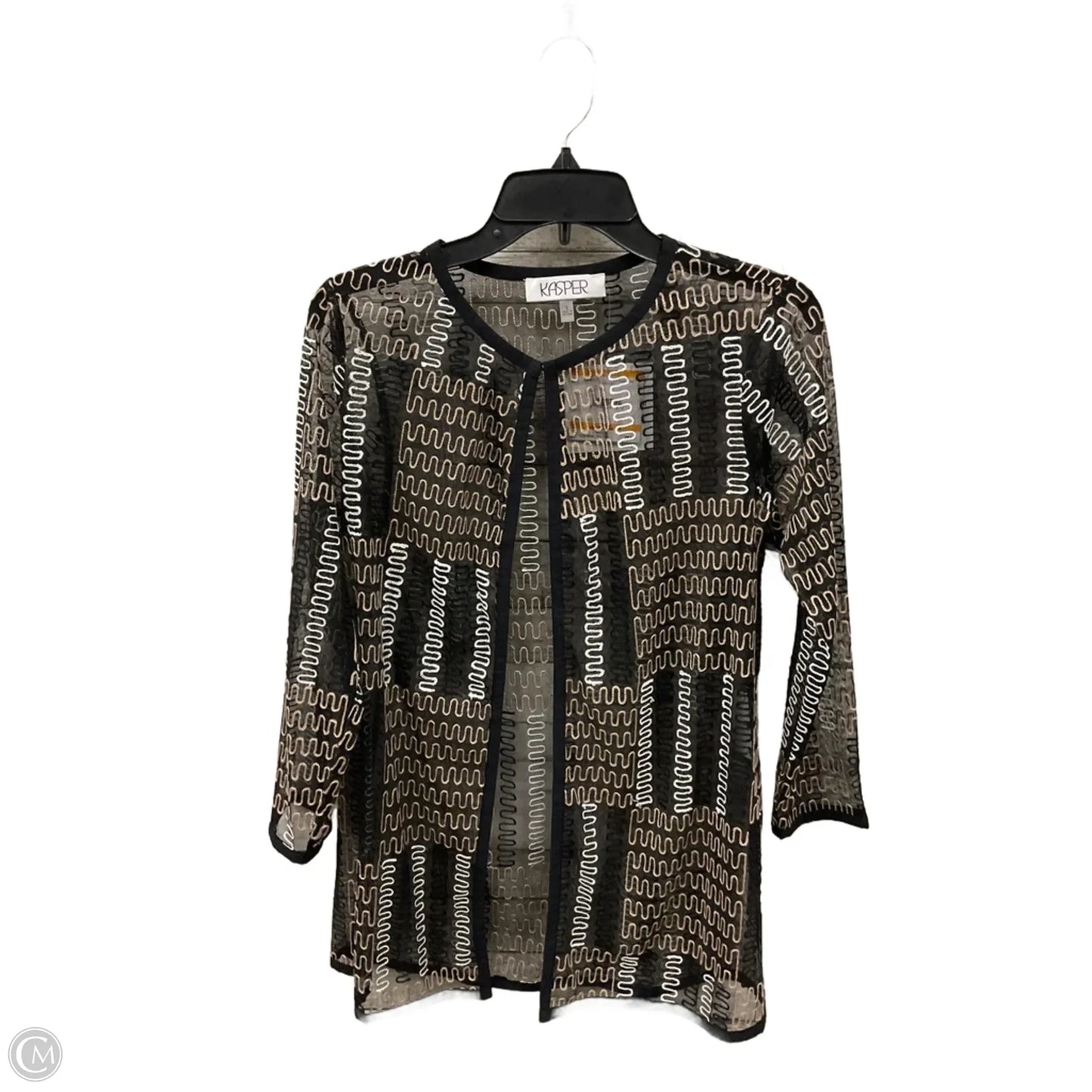 Cardigan By Kasper In Black & Cream, Size: S
