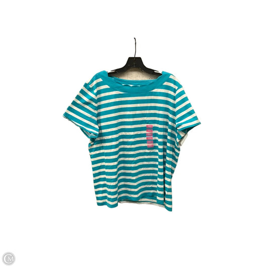 Top Short Sleeve Basic By Jones New York In Blue & White, Size: Xxl