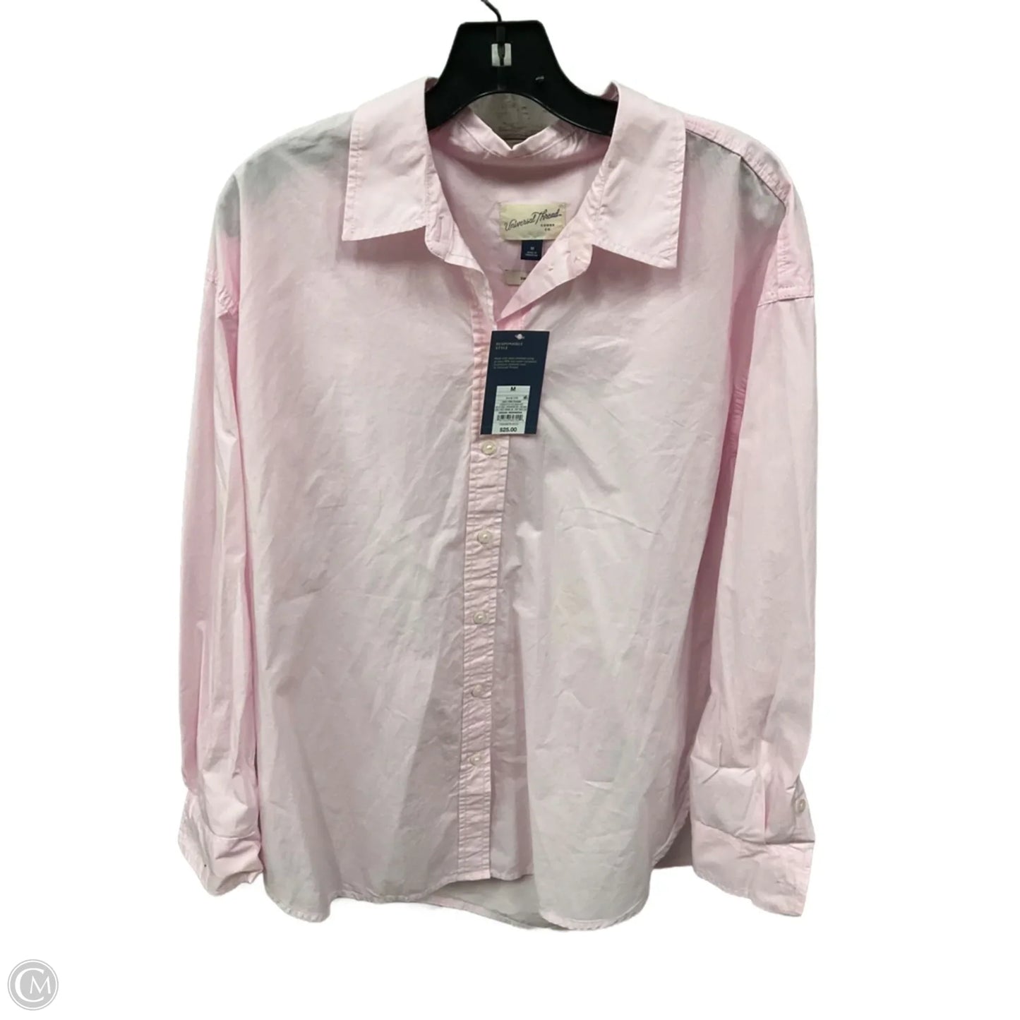 Blouse Long Sleeve By Universal Thread In Pink, Size: M