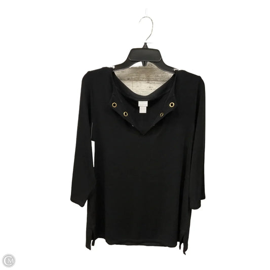 Top 3/4 Sleeve By Chicos In Black, Size: L