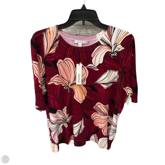 Top Short Sleeve By Chicos In Floral Print, Size: Xl
