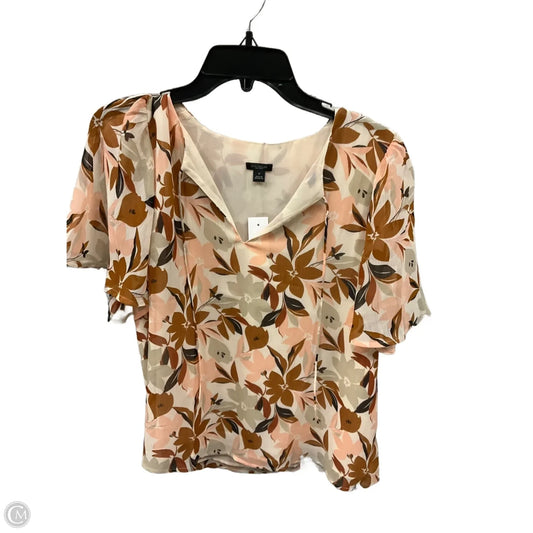 Top Short Sleeve By Ann Taylor In Brown & Pink, Size: M
