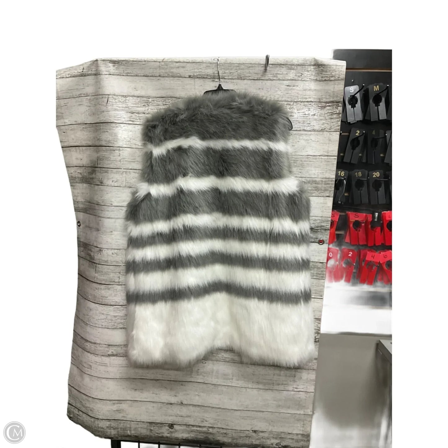Vest Faux Fur & Sherpa By Bar Iii In Grey & White, Size: L