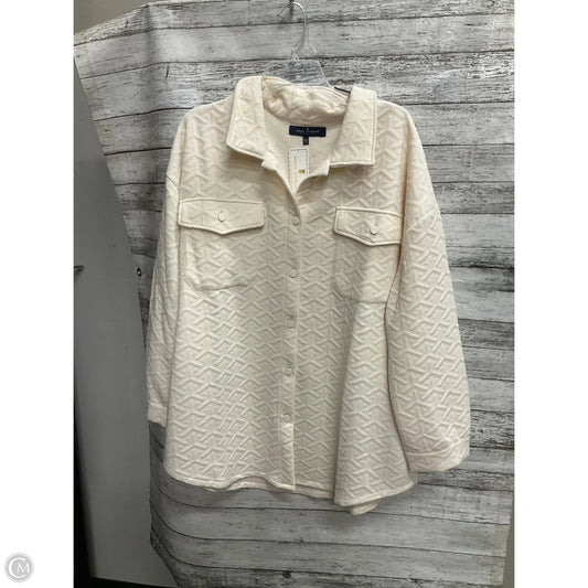 Jacket Shirt By Simply Southern In Cream, Size: Xxl