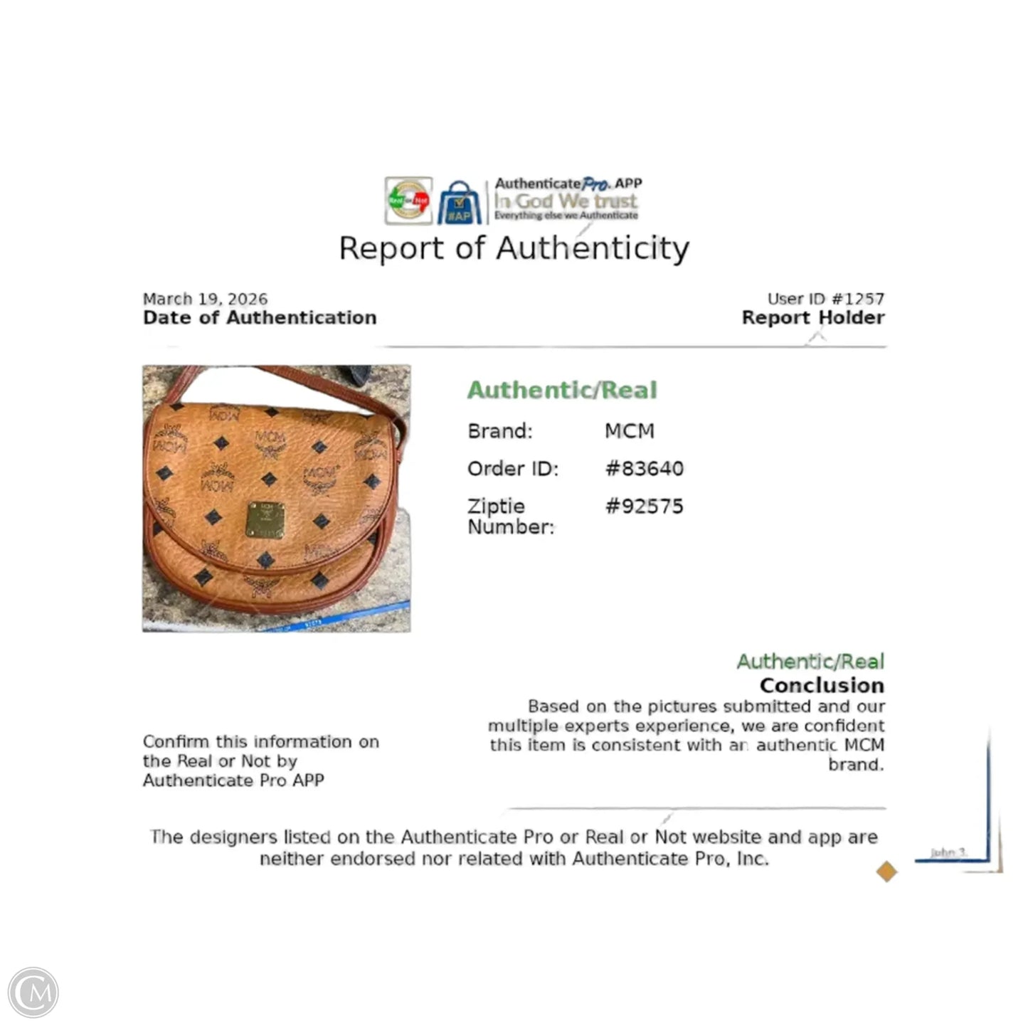 Crossbody Luxury Designer By Mcm, Size: Medium