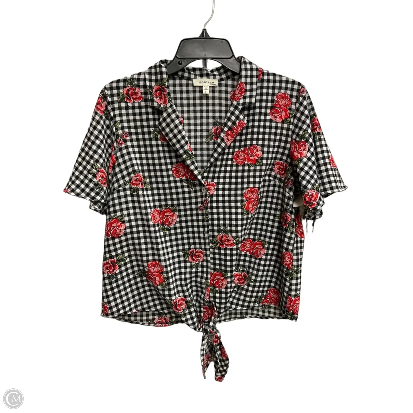 Blouse Short Sleeve By Monteau In Floral Print, Size: L