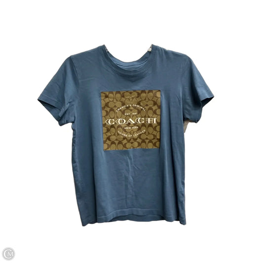 Top Short Sleeve Designer By Coach In Blue, Size: Xs