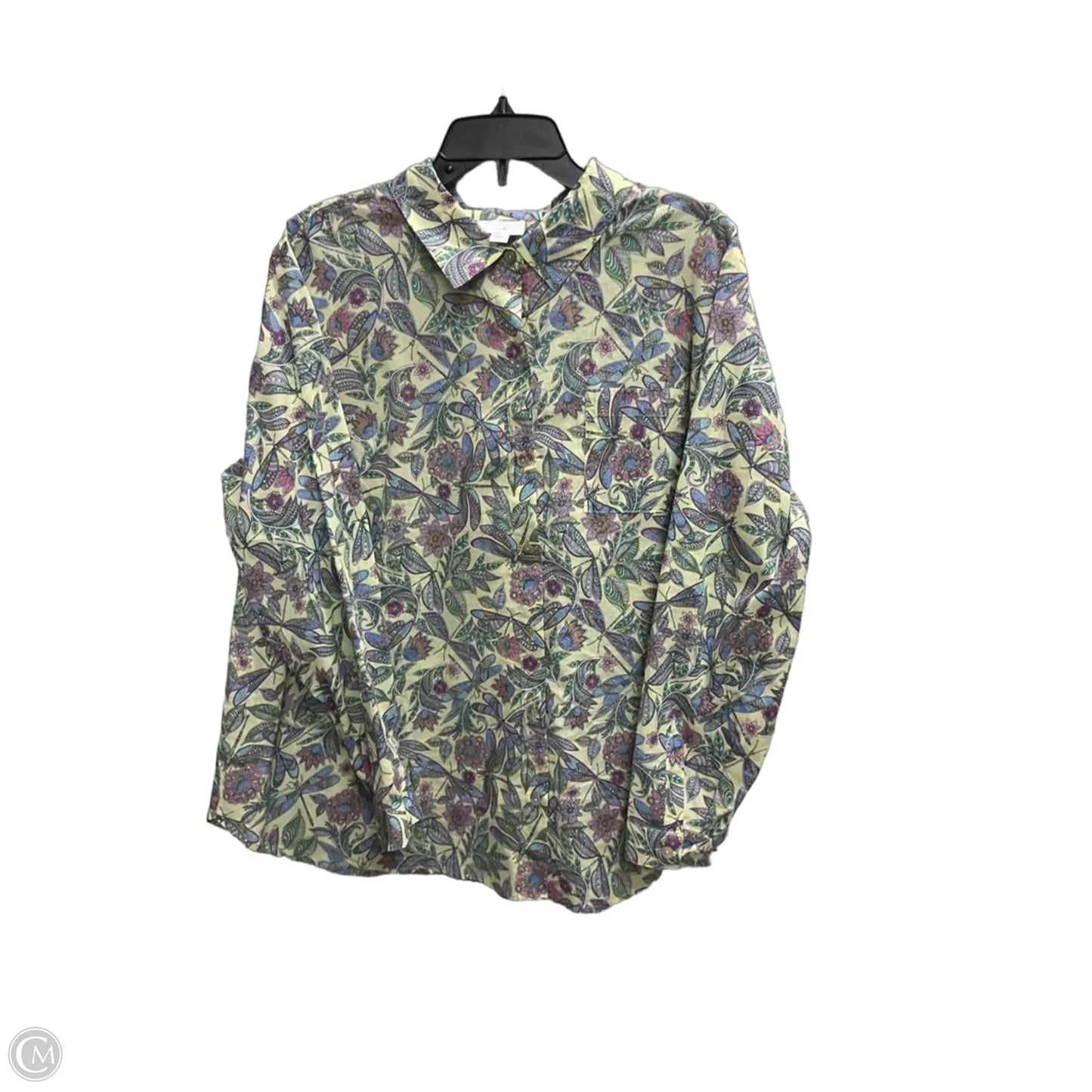Blouse Long Sleeve By J. Jill In Green, Size: Xl