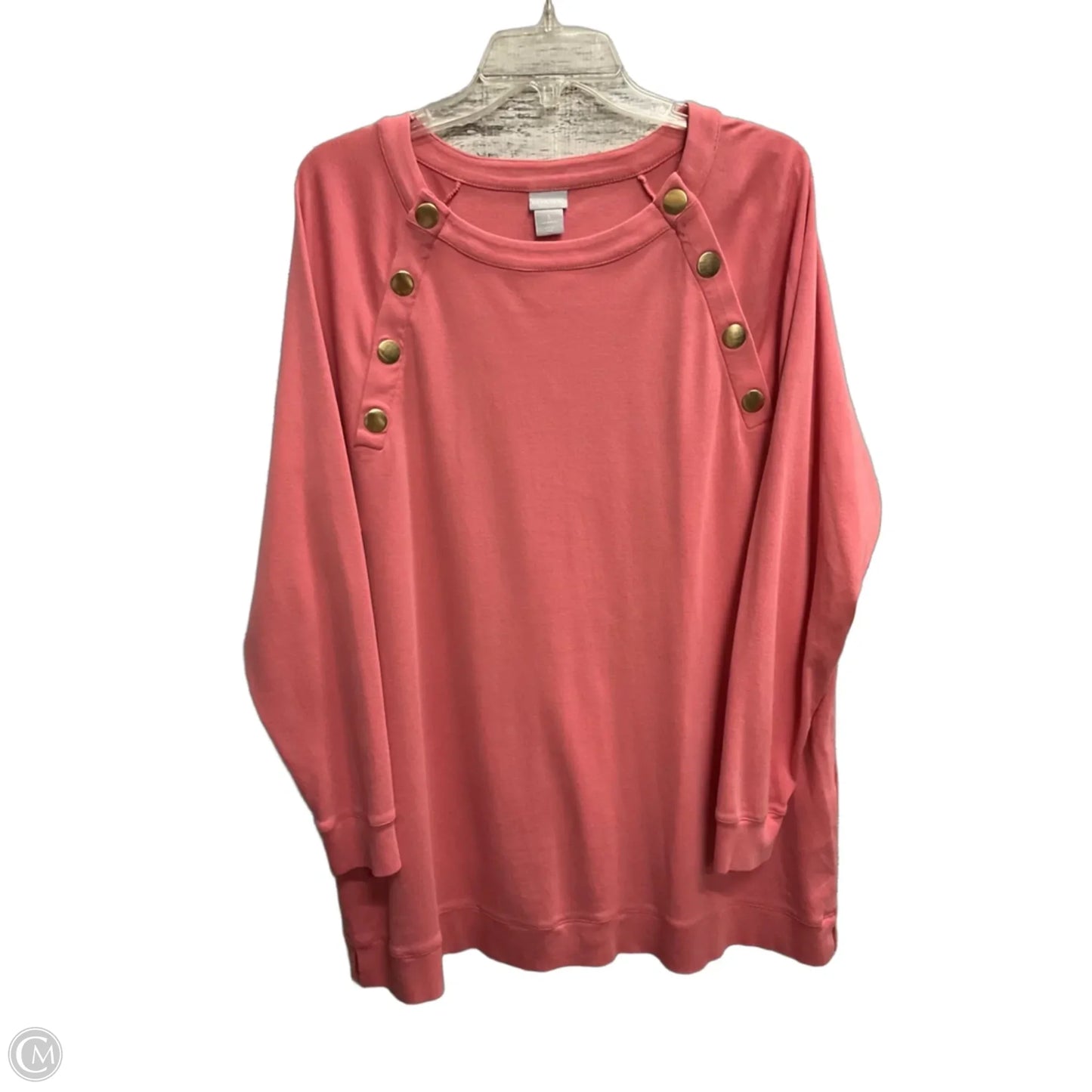 Top Long Sleeve By Chicos In Pink, Size: Xl