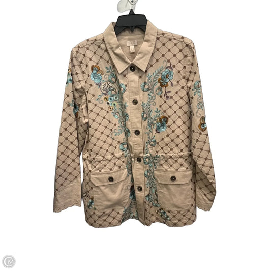 Jacket Shirt By Logo In Tan, Size: L