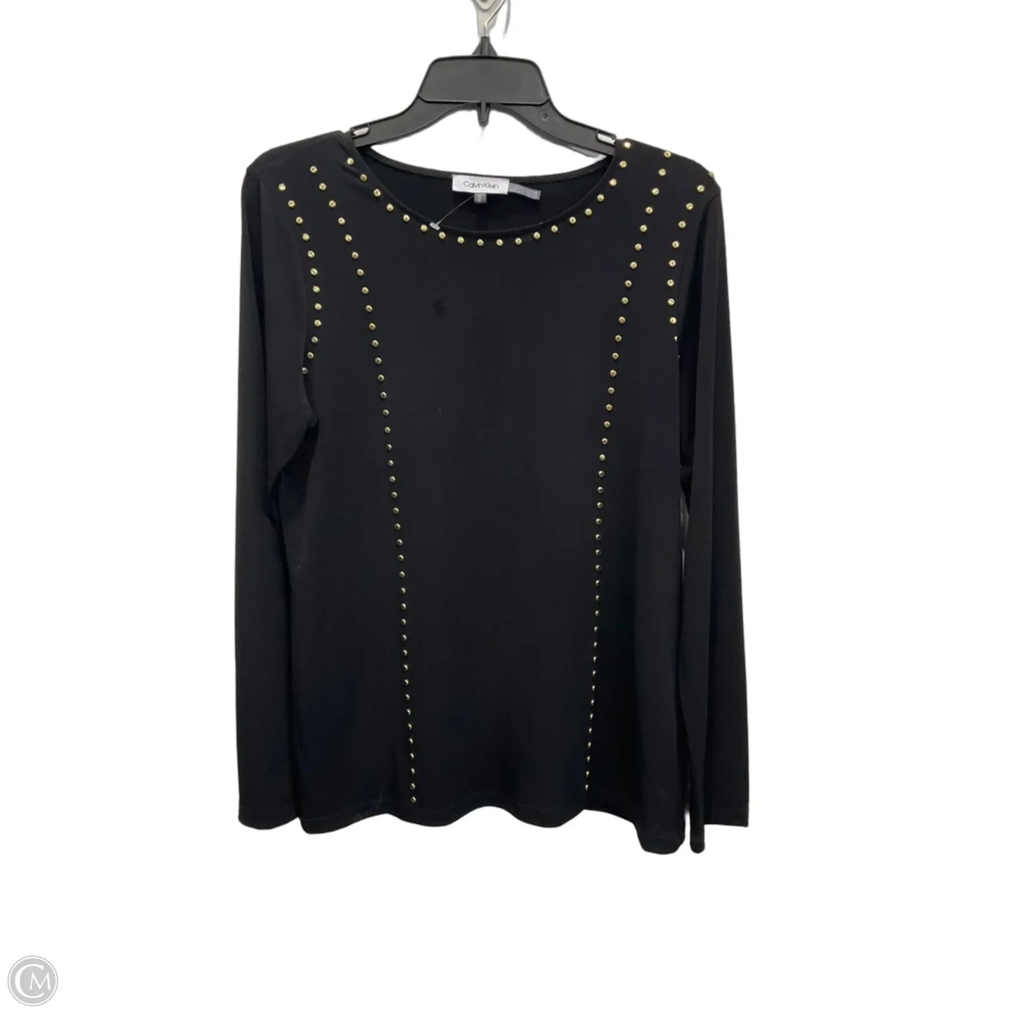 Top Long Sleeve By Calvin Klein In Black, Size: M