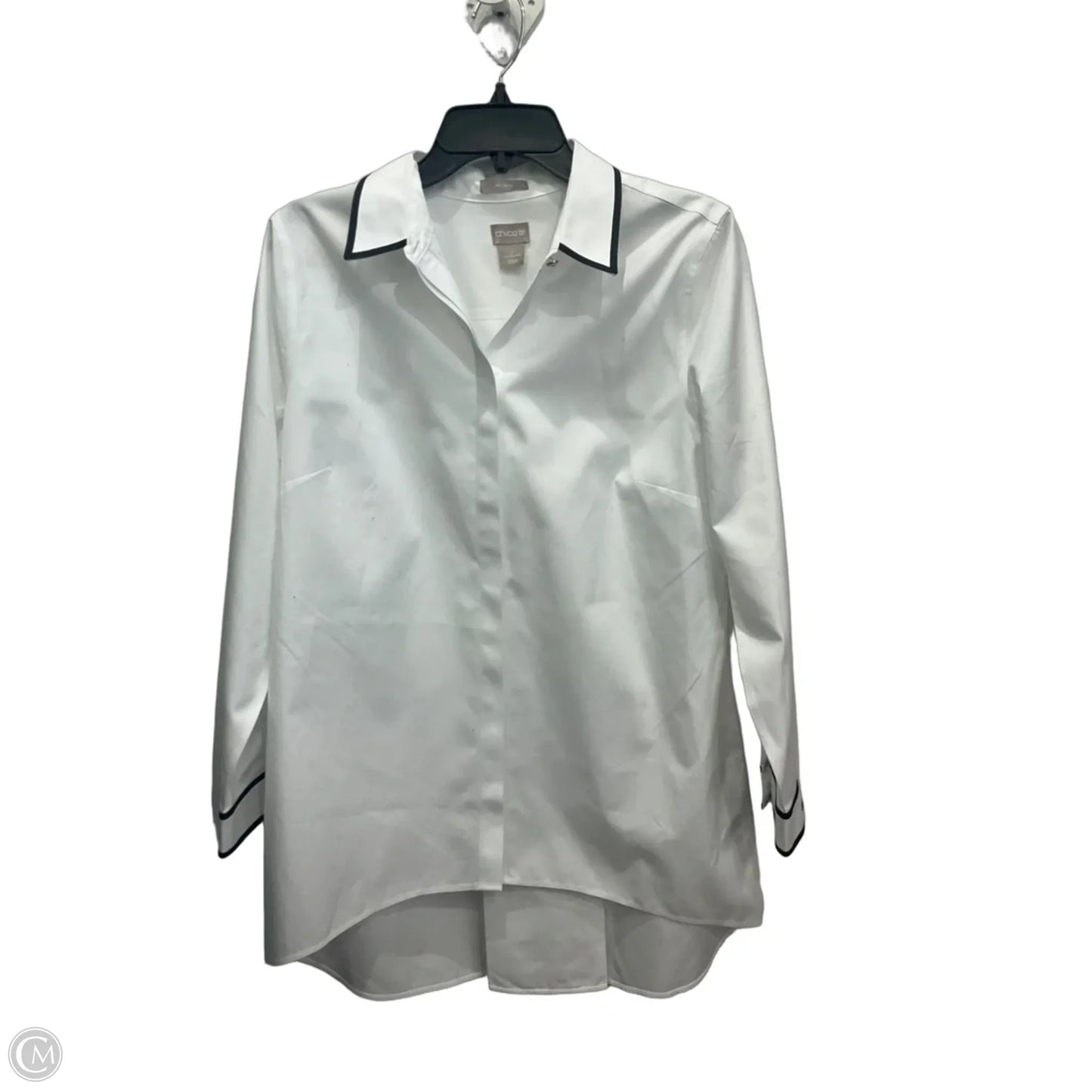 Blouse Long Sleeve By Chicos In White, Size: M