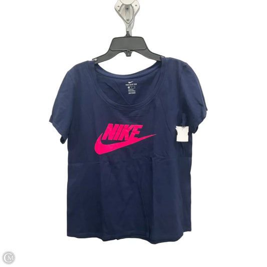 Athletic Top Short Sleeve By Nike Apparel In Blue & Pink, Size: M