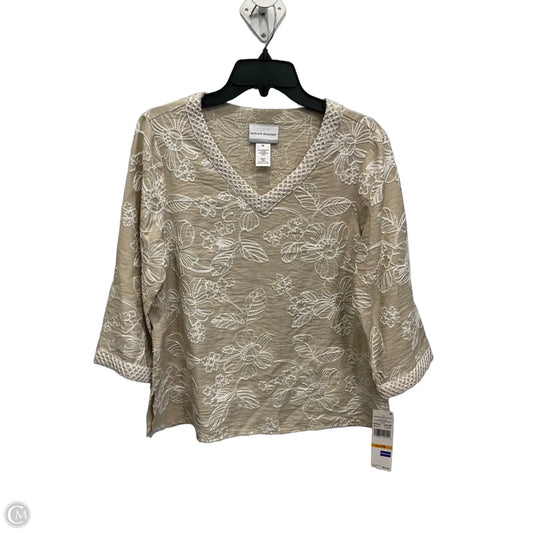 Top 3/4 Sleeve By Alfred Dunner In Tan & White, Size: Sp