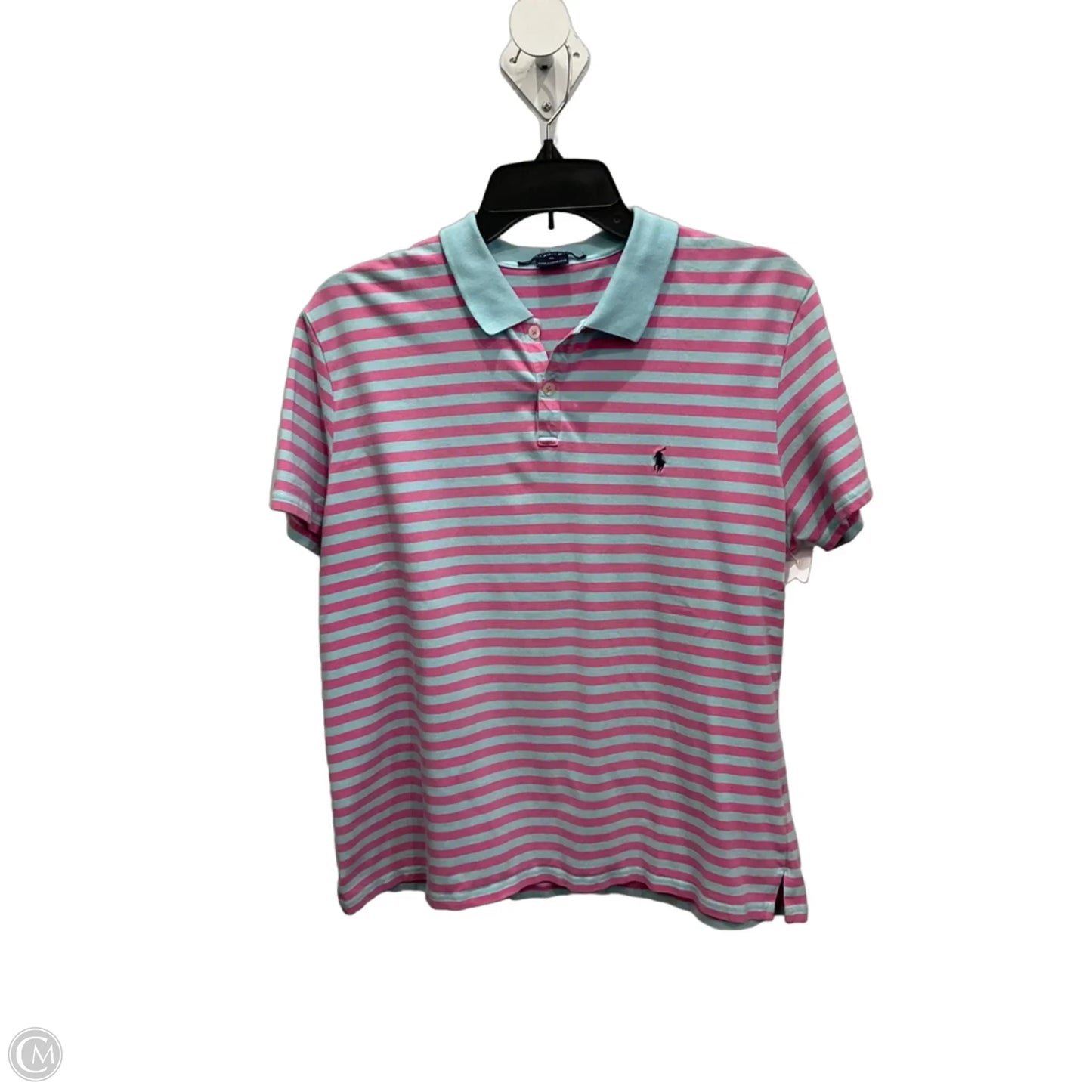 Top Short Sleeve By Ralph Lauren In Blue & Pink, Size: Xl