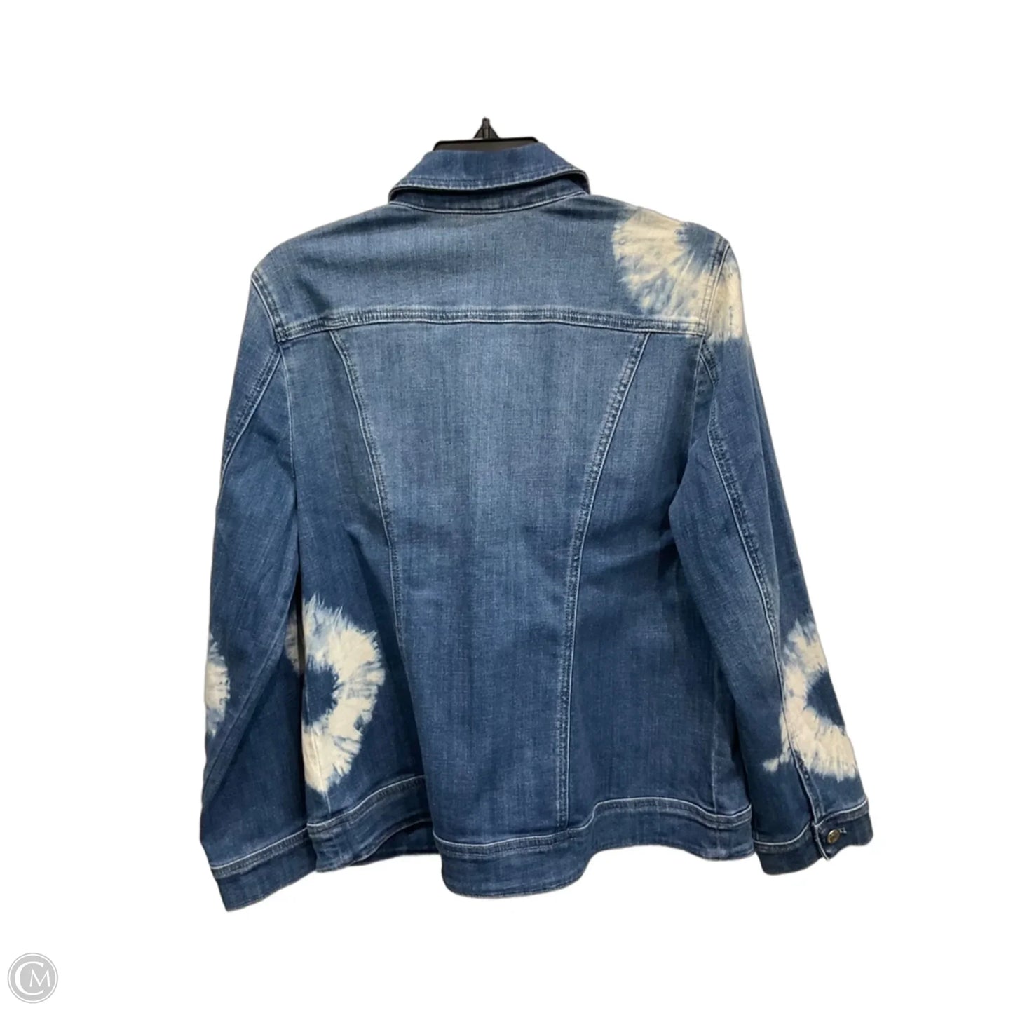 Jacket Denim By Chicos In Leopard Print, Size: L