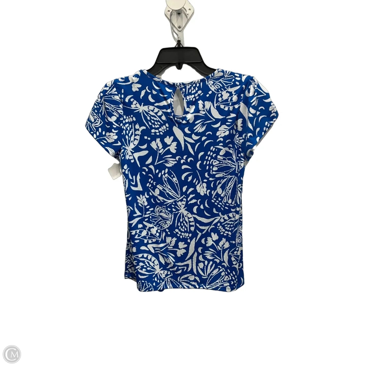 Top Short Sleeve By Clothes Mentor In Blue & White, Size: S