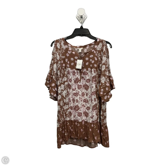 Top Short Sleeve By Cato In Brown & Pink, Size: Xl