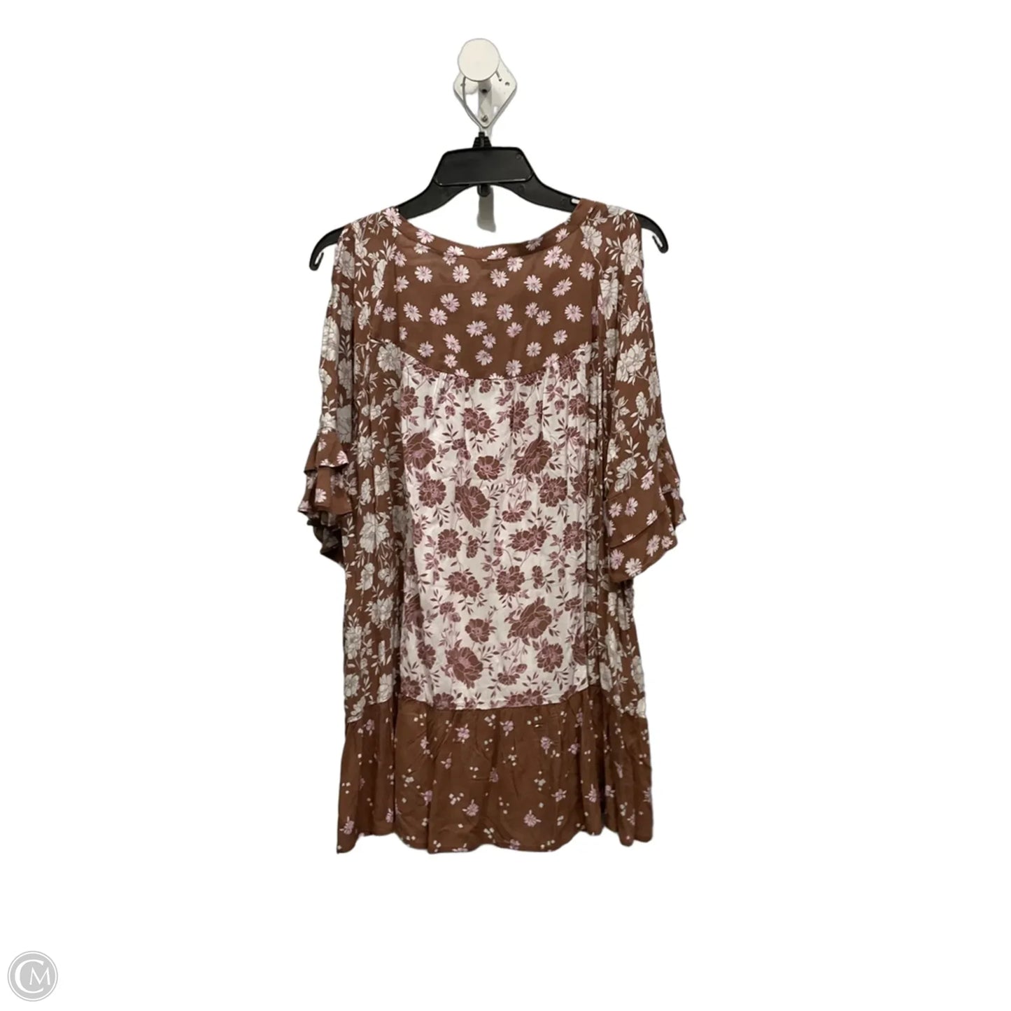 Top Short Sleeve By Cato In Brown & Pink, Size: Xl