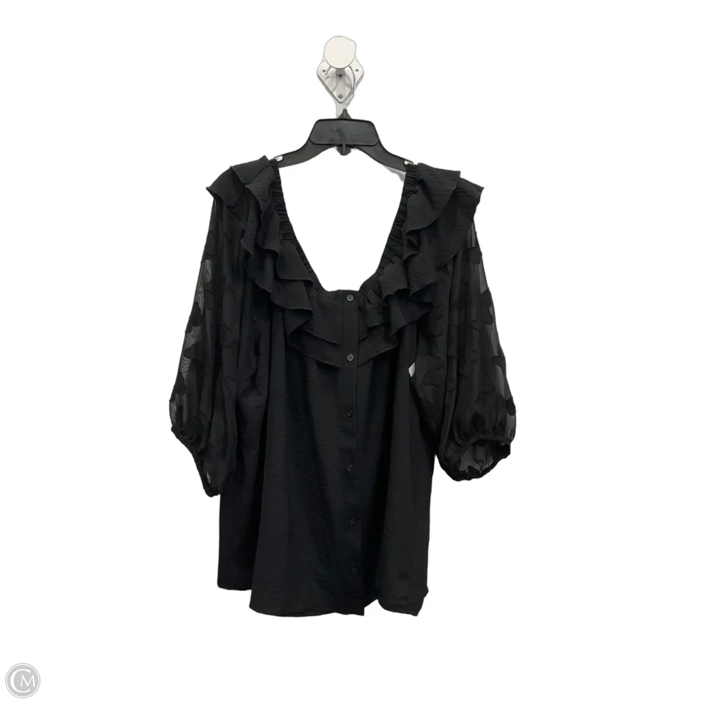 Top Long Sleeve By Cato In Black, Size: 3x