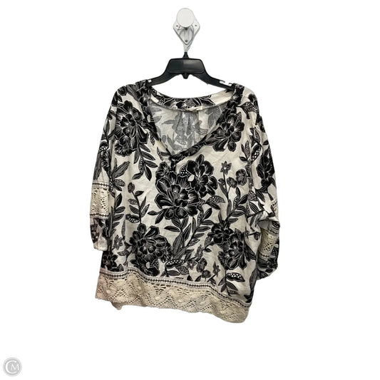 Top 3/4 Sleeve By Christian Siriano In Black & Cream, Size: 3x