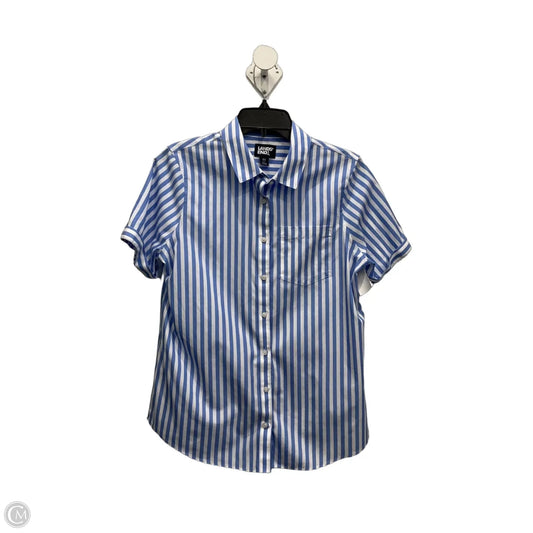 Blouse Short Sleeve By Lands End In Blue & White, Size: Xs