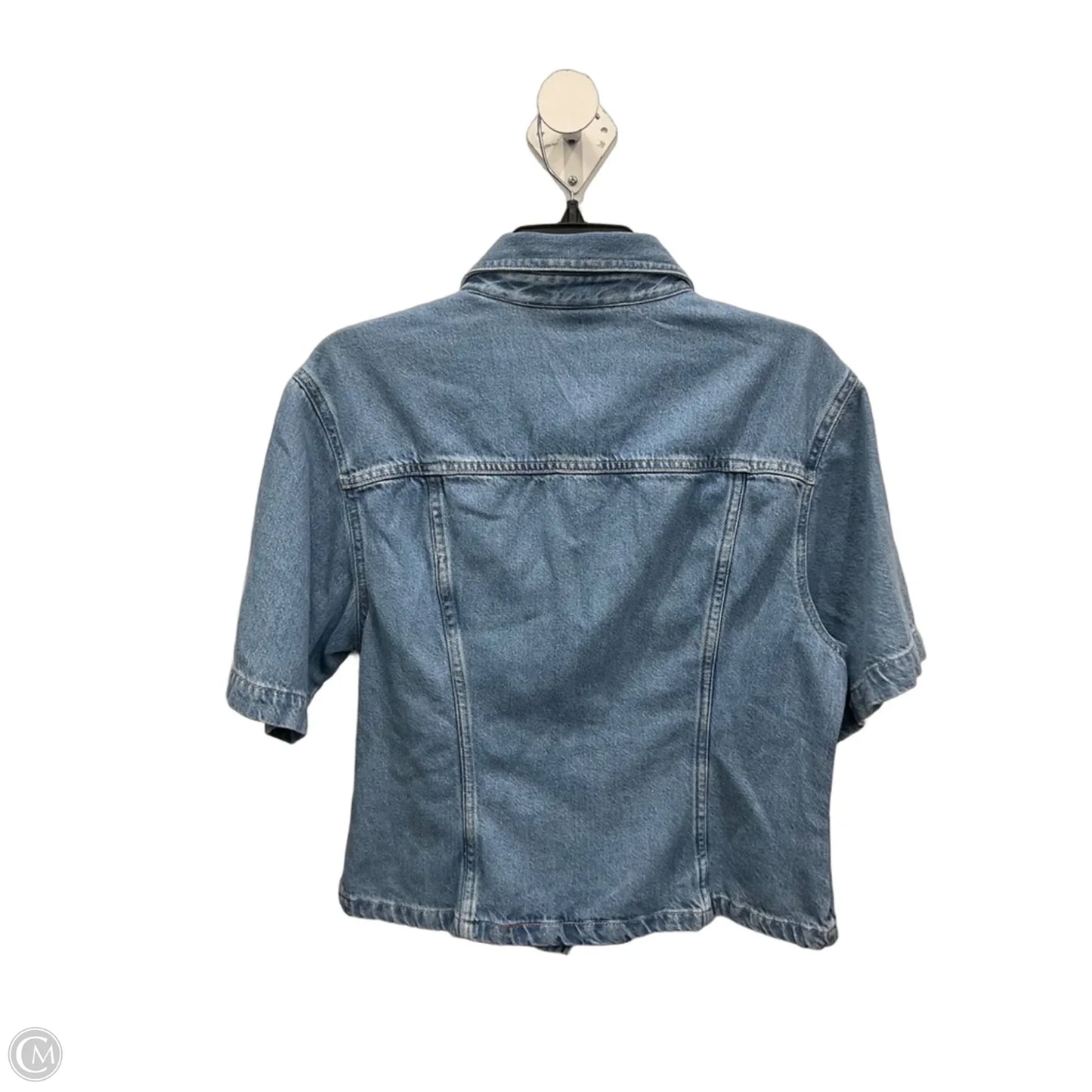 Blouse Short Sleeve By Gap In Blue Denim, Size: M