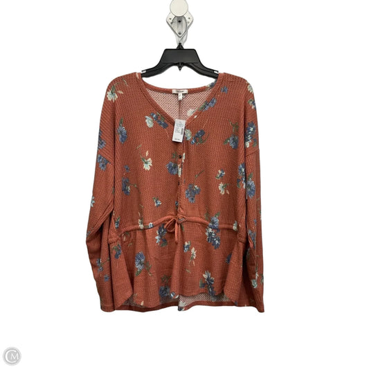Top Long Sleeve By Maurices In Floral Print, Size: Xxl