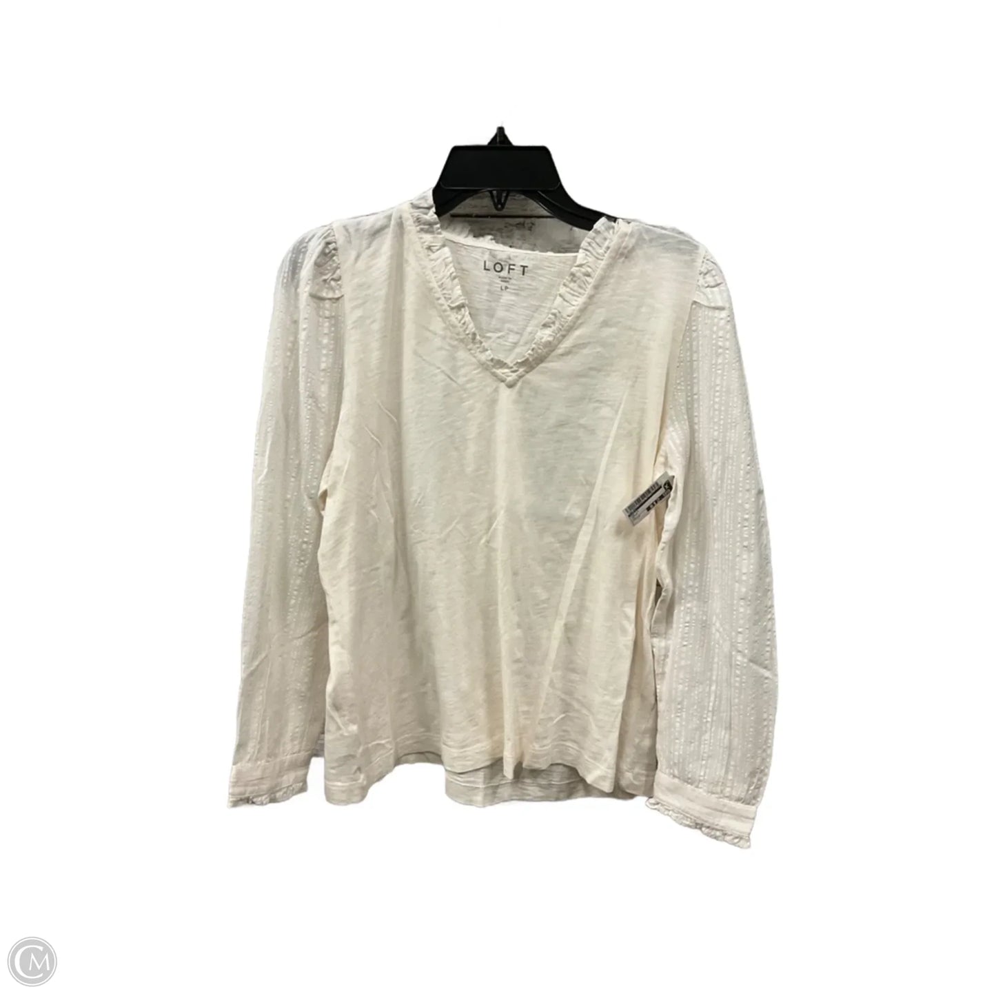 Top Long Sleeve By Loft In Cream, Size: Lp