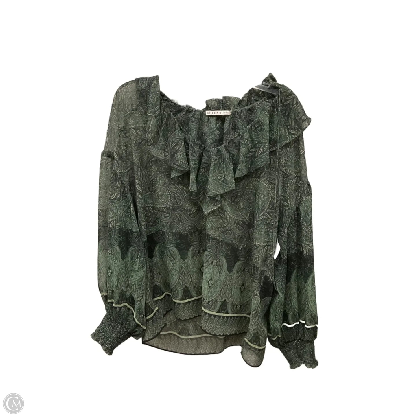 Top Long Sleeve Designer By Alice + Olivia In Green, Size: L