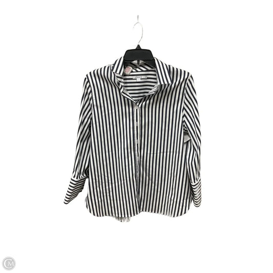 Blouse Long Sleeve By Chicos In Striped Pattern, Size: M