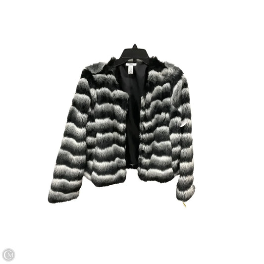 Jacket Faux Fur & Sherpa By Bar Iii In Black & White, Size: M