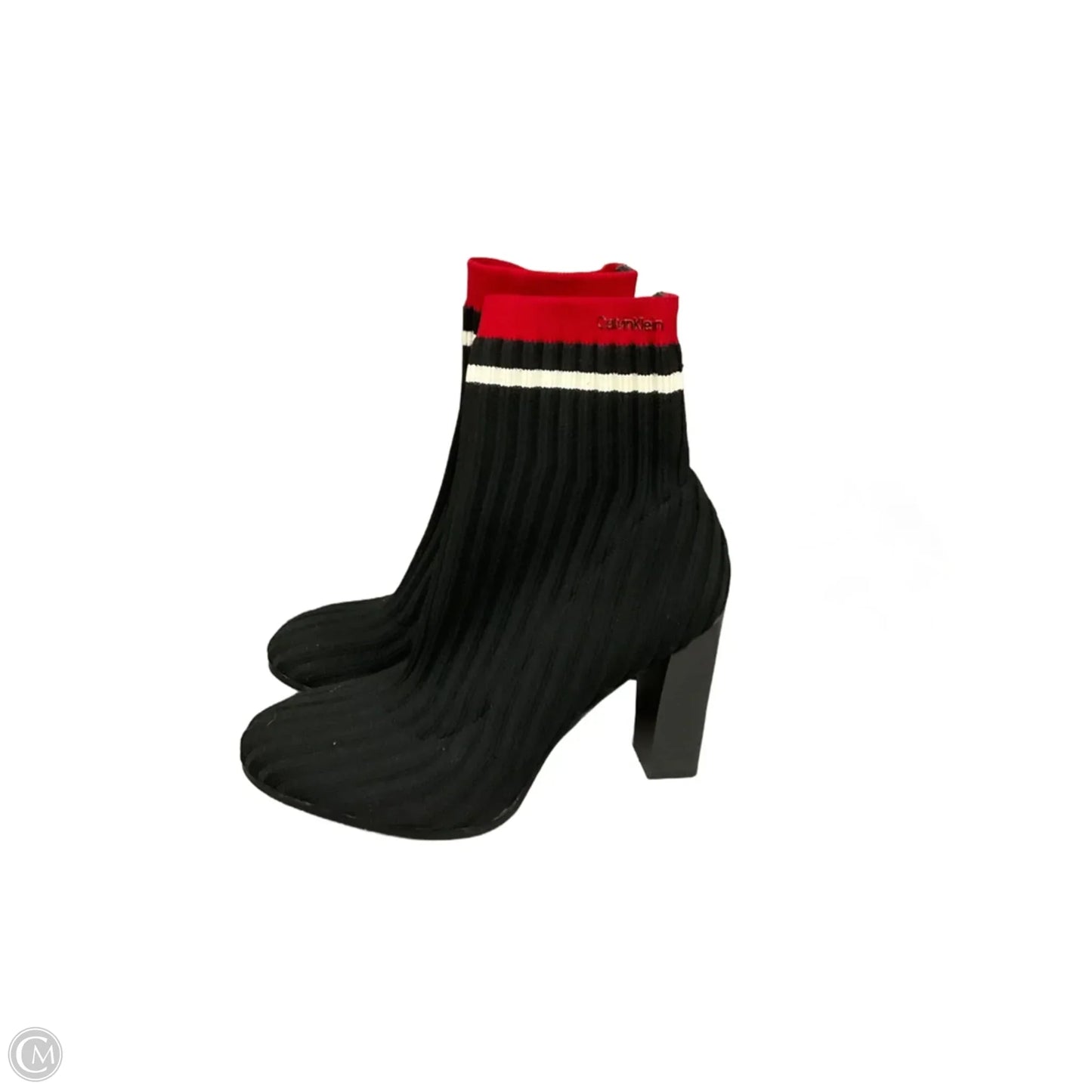 Boots Ankle Heels By Calvin Klein In Black & Red, Size: 9.5