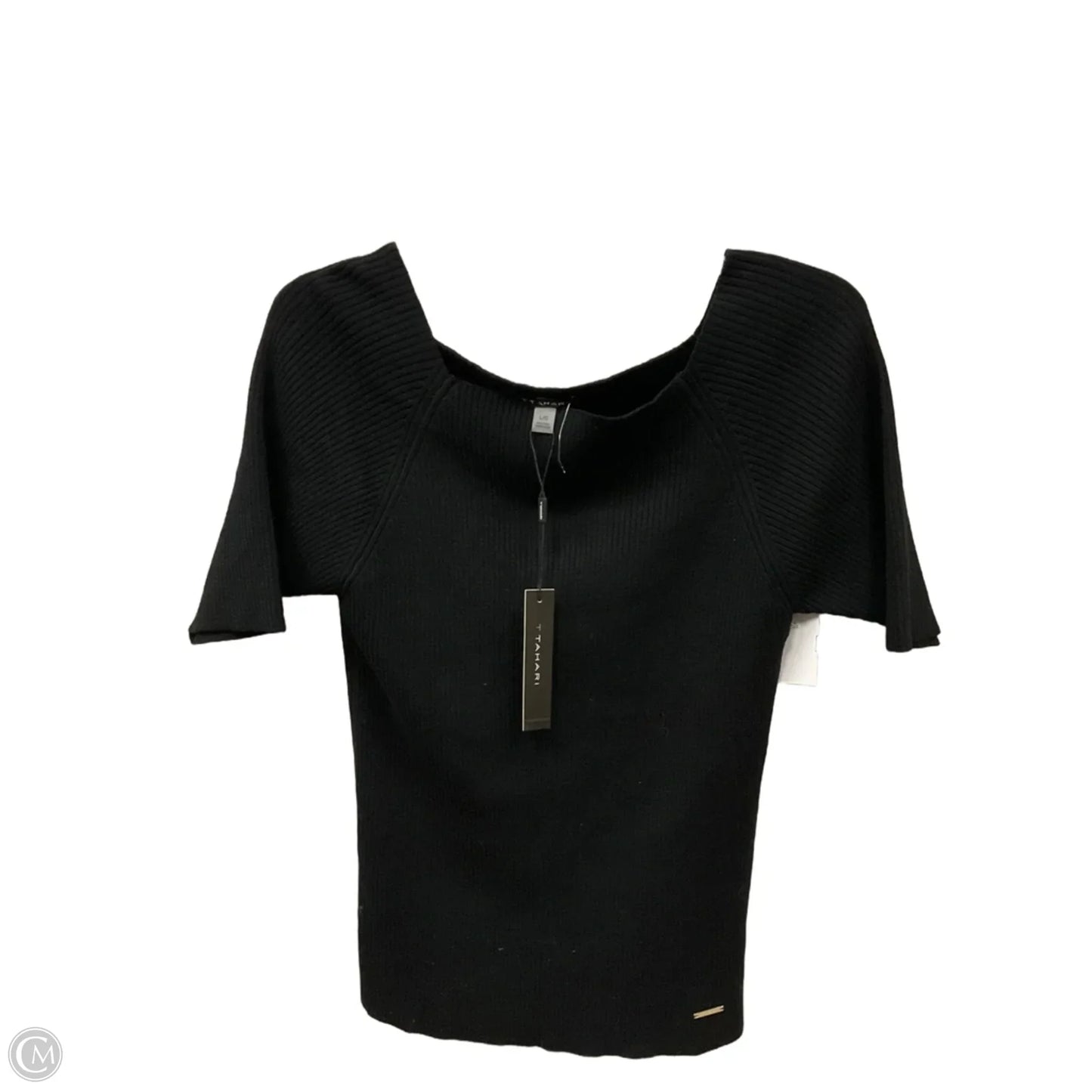 Top Short Sleeve By T Tahari In Black, Size: L