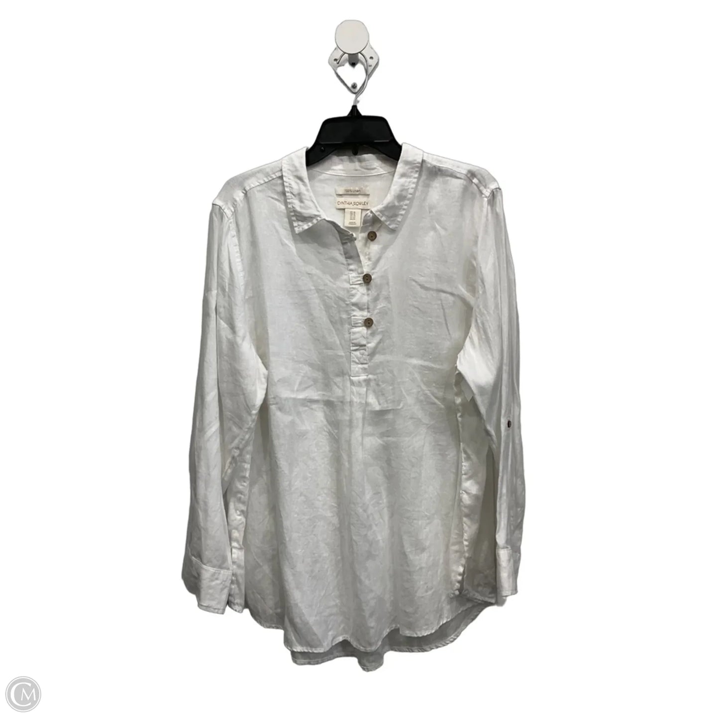Top Long Sleeve Basic By Cynthia Rowley In White, Size: 1x