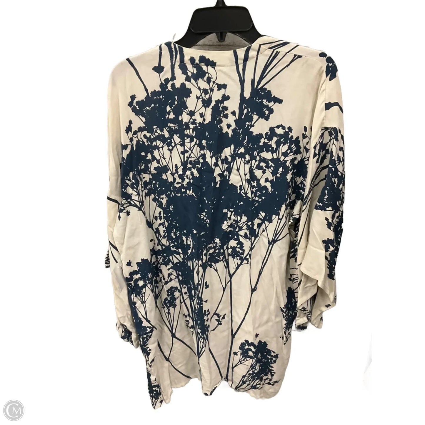 Kimono By Clothes Mentor In Blue & Cream, Size: Osfm