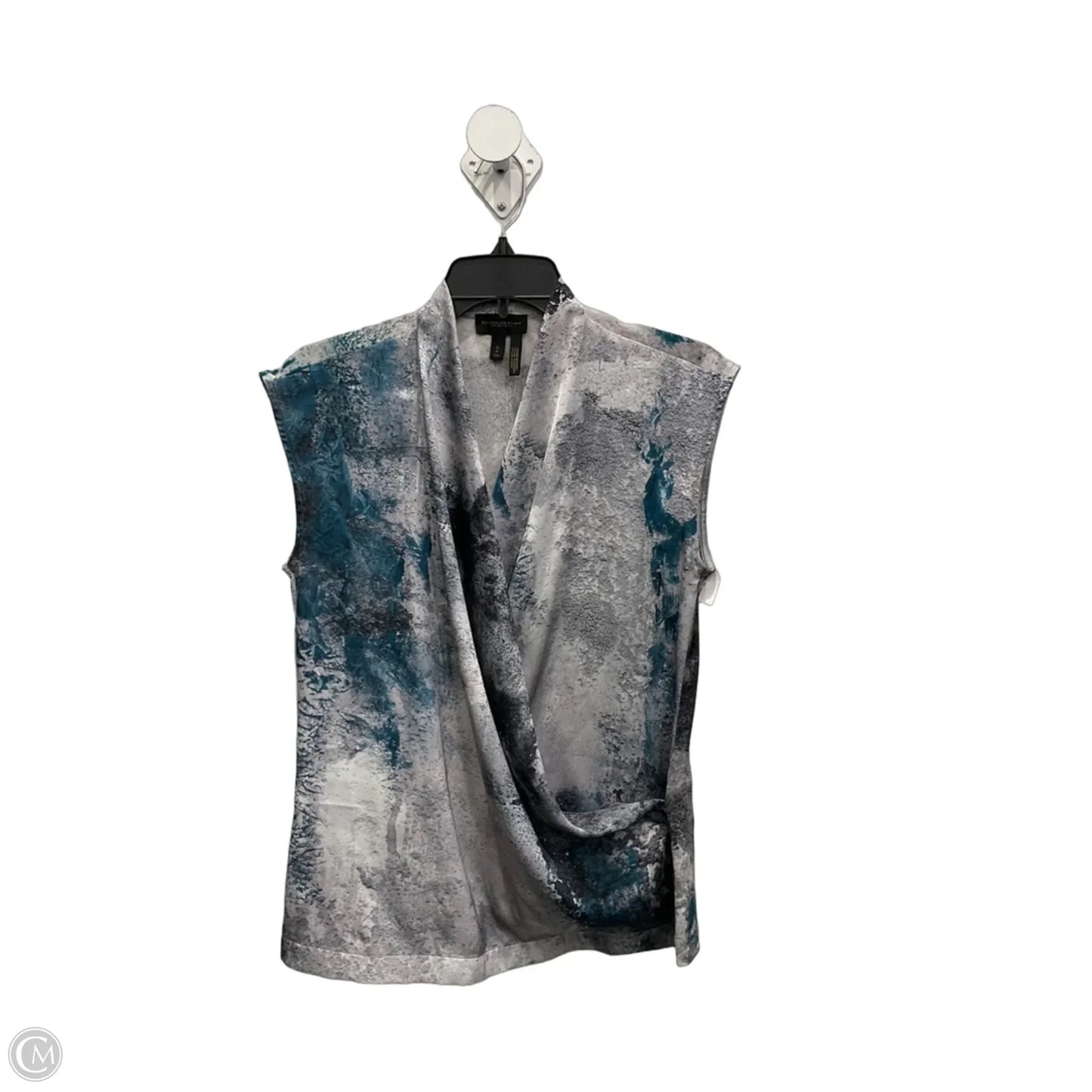 Top Sleeveless By Donna Karan In Blue & Grey, Size: Sp