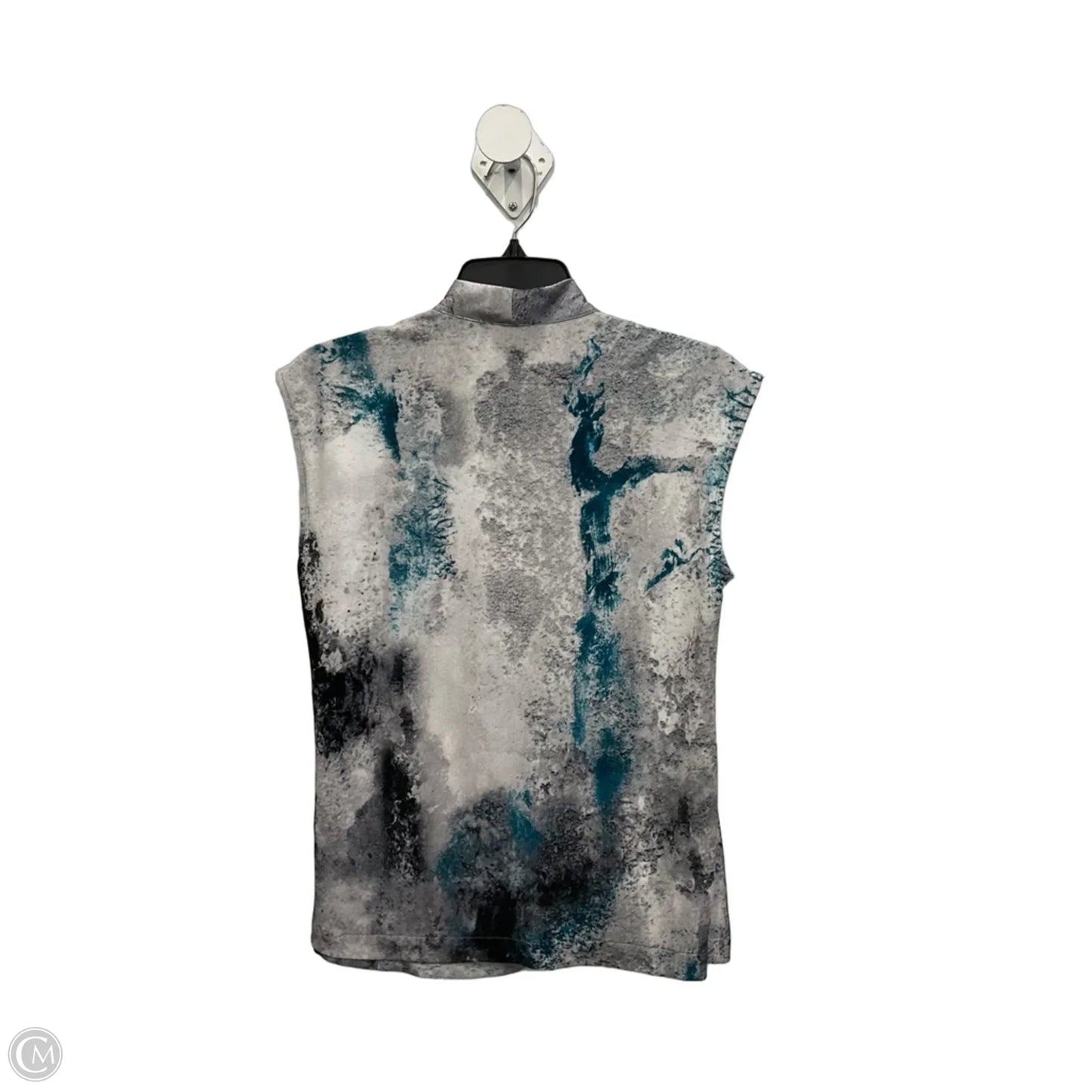 Top Sleeveless By Donna Karan In Blue & Grey, Size: Sp