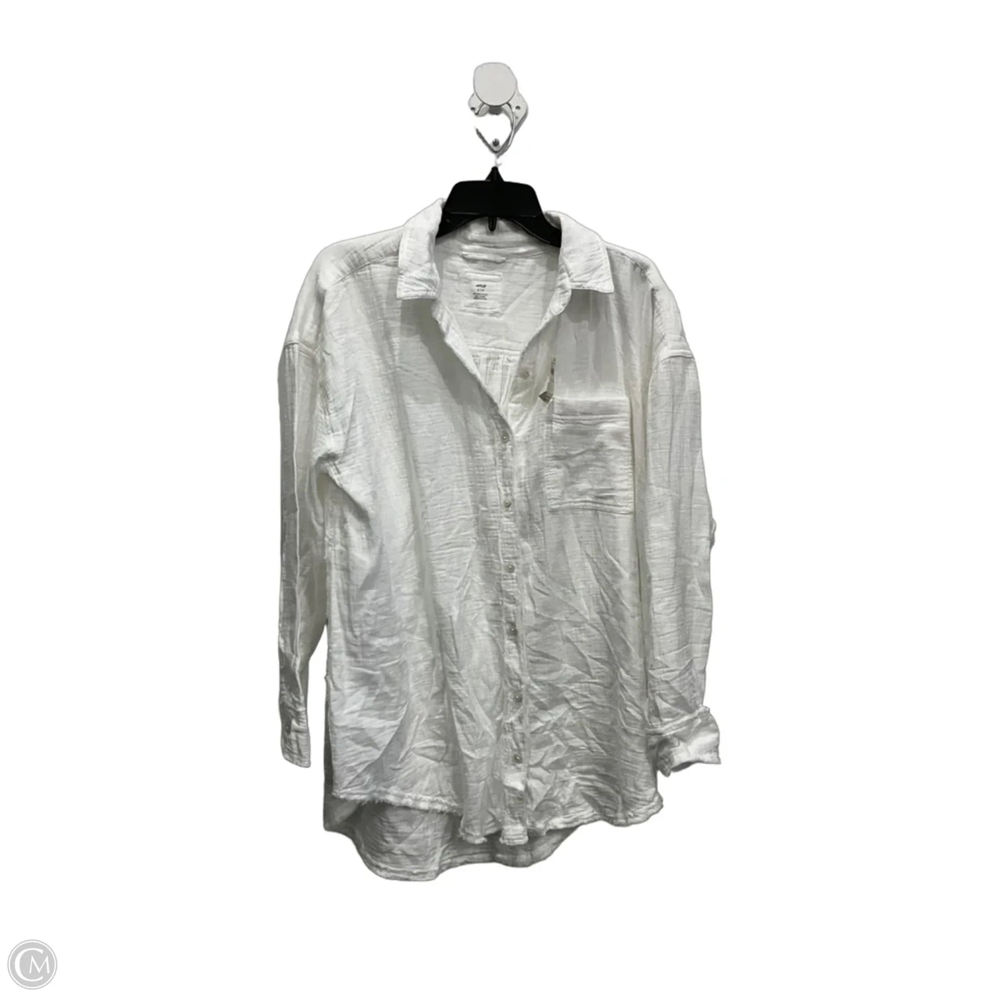 Blouse Long Sleeve By Aerie In White, Size: Sp
