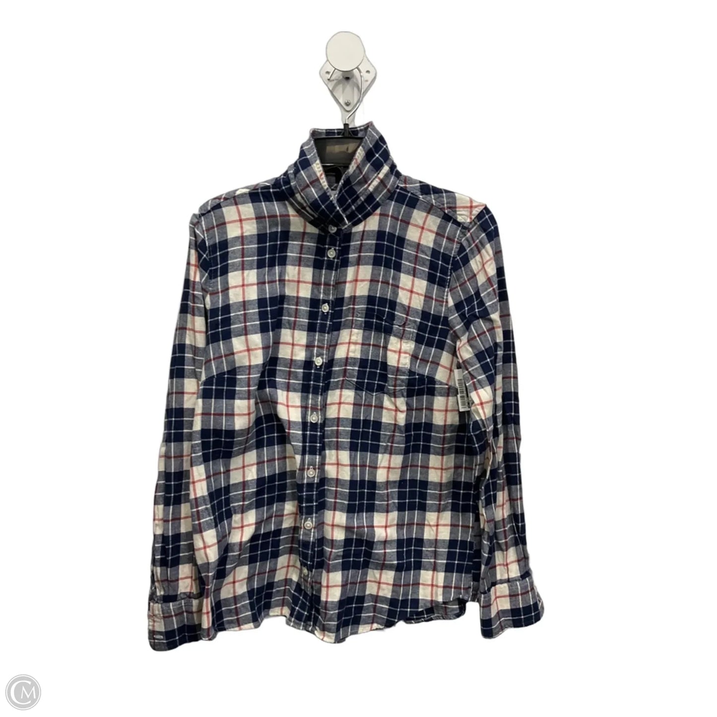 Blouse Long Sleeve By J. Crew In Blue Red & White, Size: M