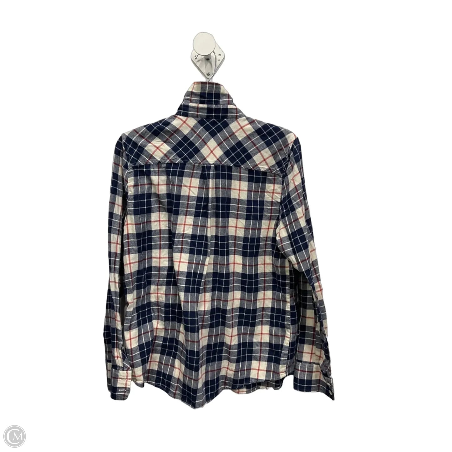 Blouse Long Sleeve By J. Crew In Blue Red & White, Size: M