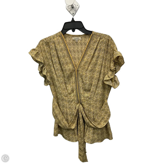 Top Short Sleeve By Max Studio In White & Yellow, Size: M