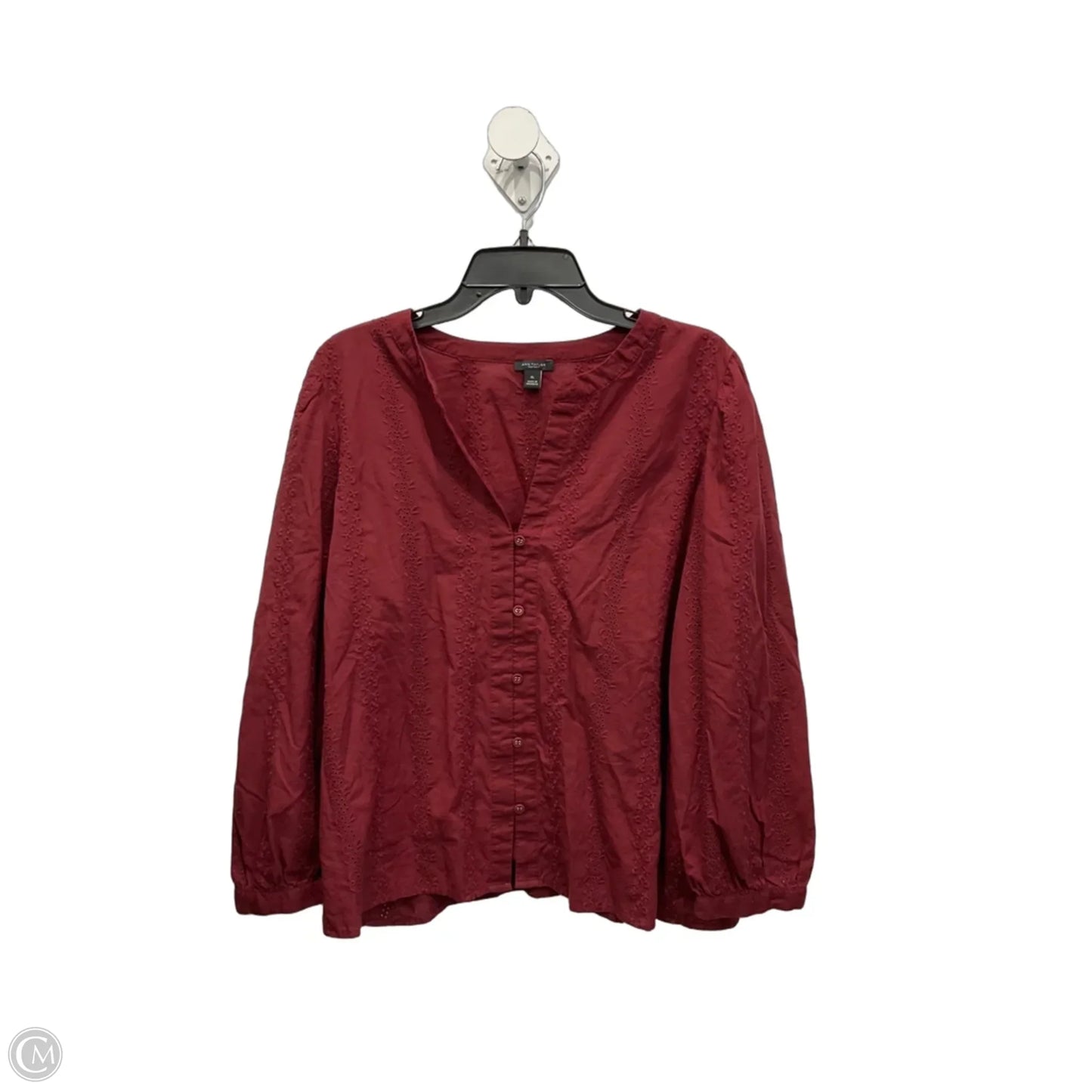 Blouse Long Sleeve By Ann Taylor In Maroon, Size: Xl
