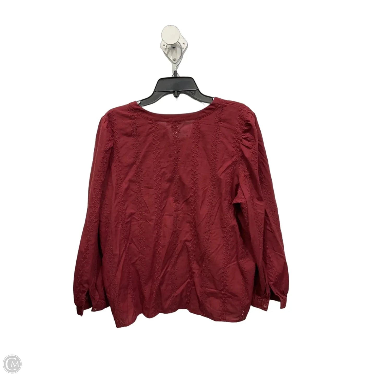Blouse Long Sleeve By Ann Taylor In Maroon, Size: Xl