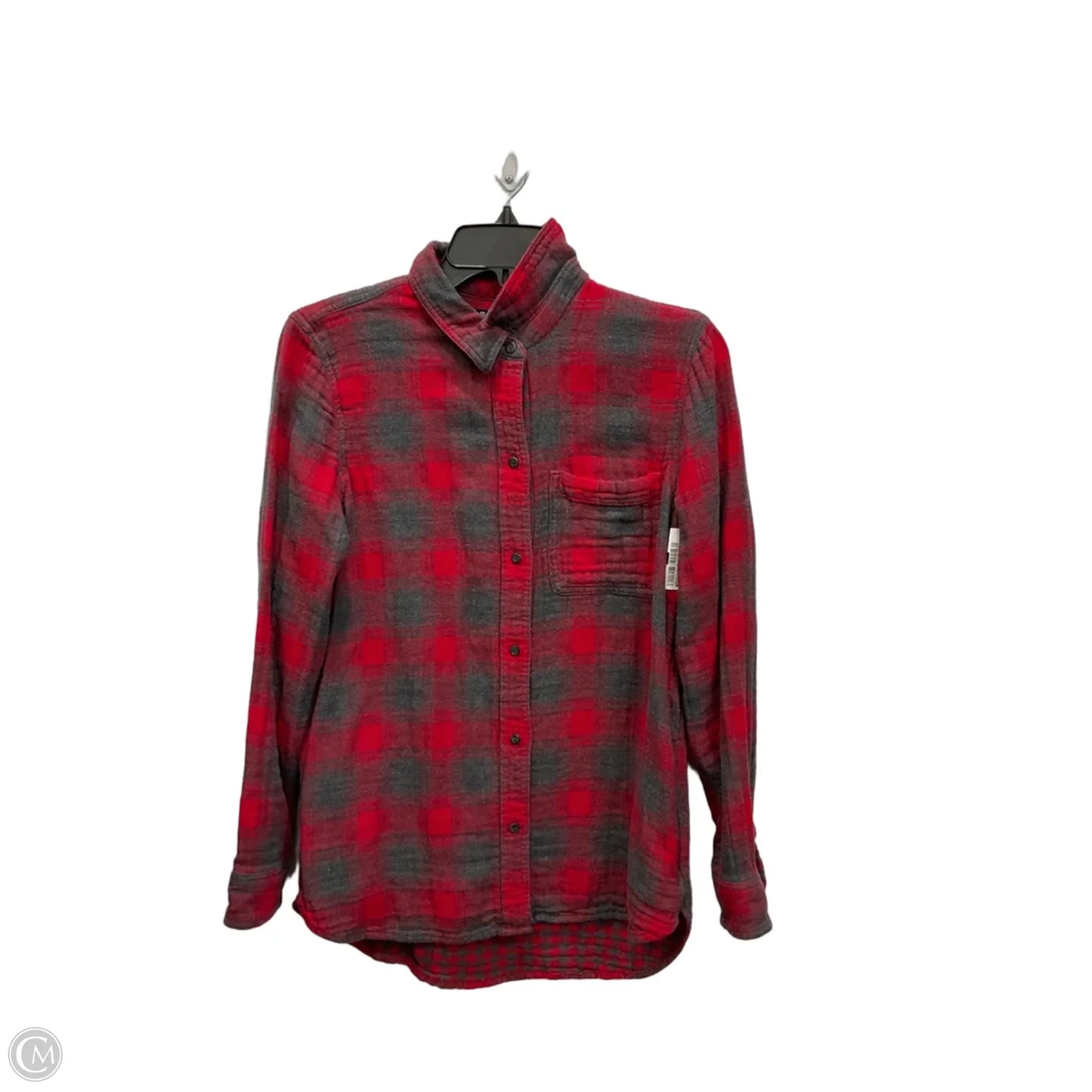 Top Long Sleeve By Madewell In Plaid Pattern, Size: M
