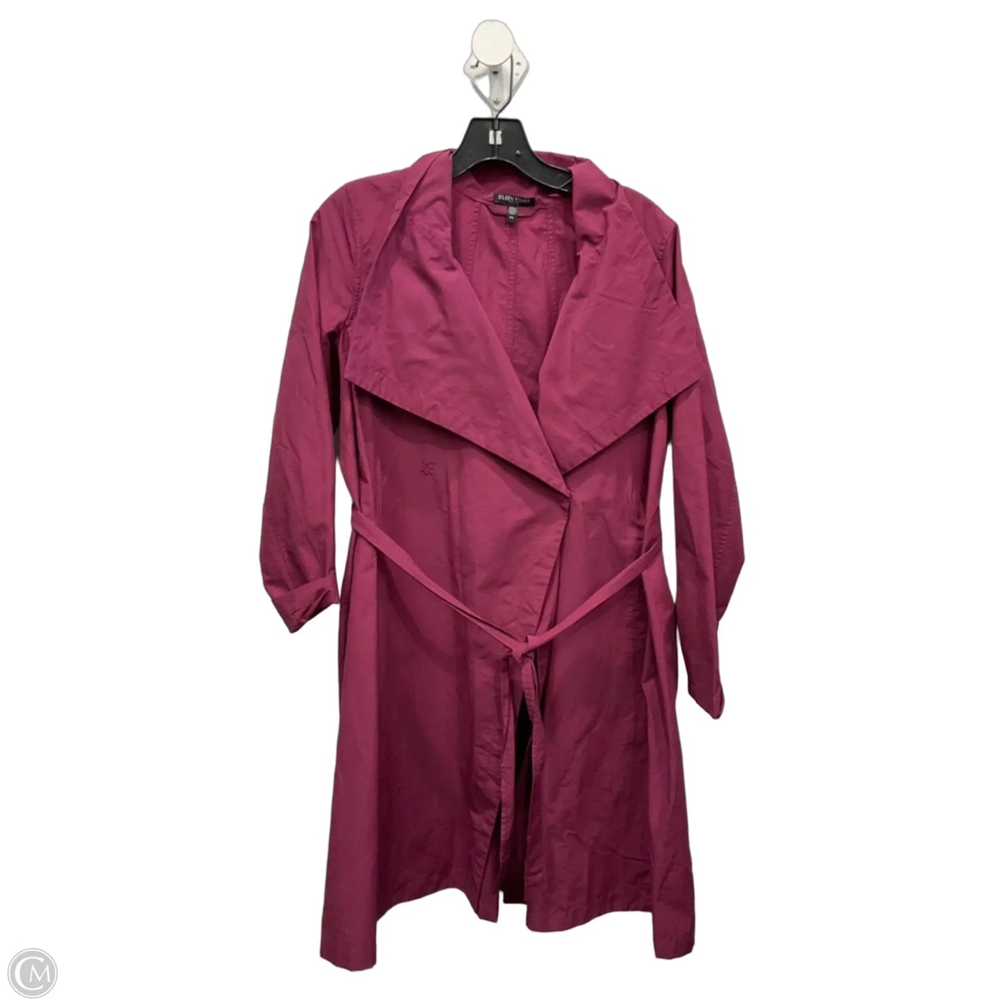 Coat Raincoat By Eileen Fisher In Maroon, Size: S