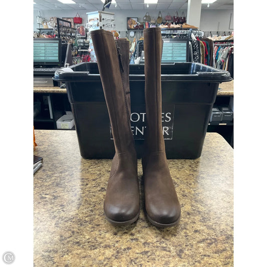 Boots Knee Heels By Teva In Brown, Size: 8.5