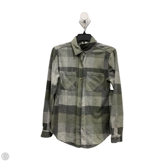 Blouse Long Sleeve By Beachlunchlounge In Green & Grey, Size: S