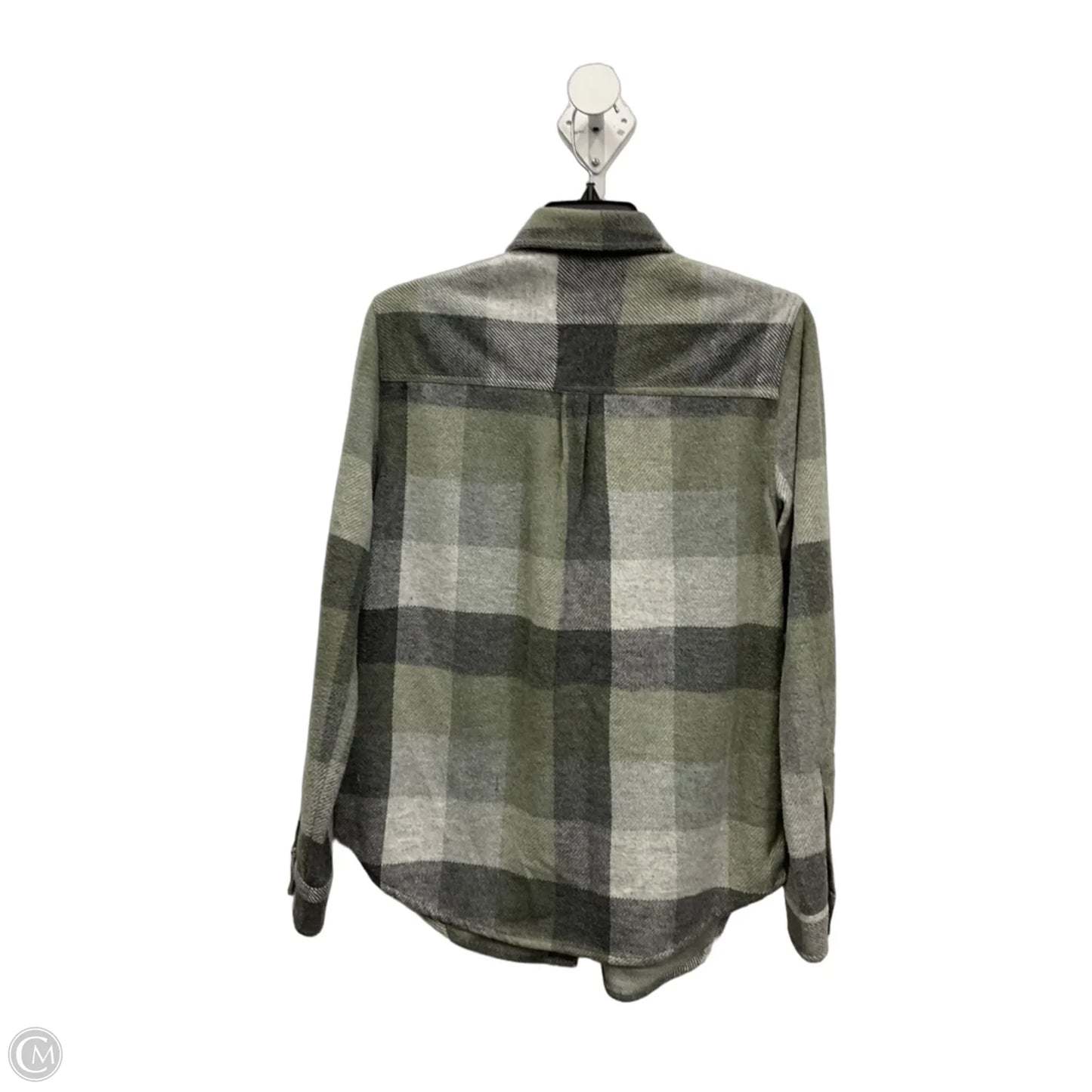 Blouse Long Sleeve By Beachlunchlounge In Green & Grey, Size: S